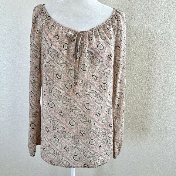 Ann Taylor Loft Light Pink Floral Blouse Shirt Women Size 10 Paisley Print Sheer - Picture 1 of 12